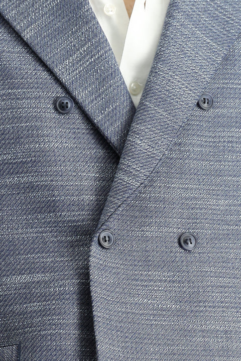Medium Navy Patterned Classic Double-Breasted Vest