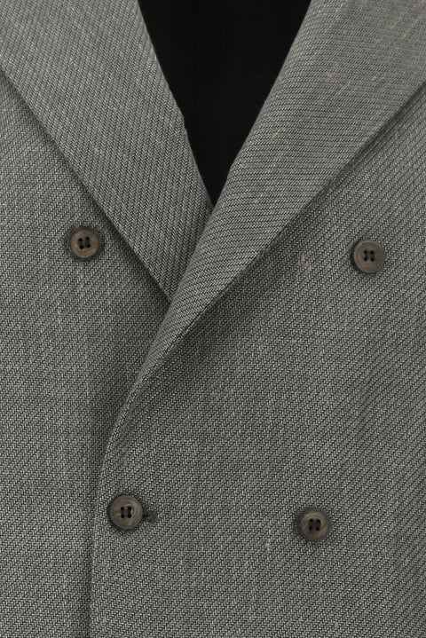 Dark Anthracite Wool and Linen Blend Classic Double-Breasted Vest