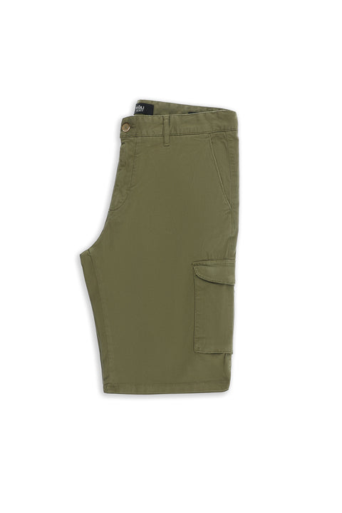 Medium Khaki Regular Fit Standard Cut Cotton Cargo Bermuda Shorts