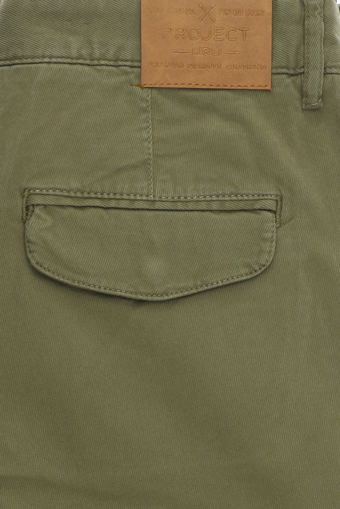 Medium Khaki Regular Fit Standard Cut Cotton Cargo Bermuda Shorts
