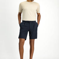 Dark Navy Super Slim Fit Extra Narrow Cut Techno-Line Lycra Pleated Shorts