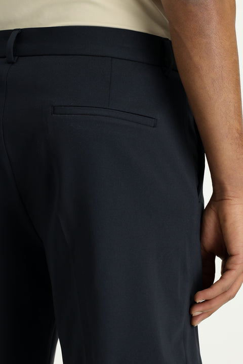 Dark Navy Super Slim Fit Extra Narrow Cut Techno-Line Lycra Pleated Shorts