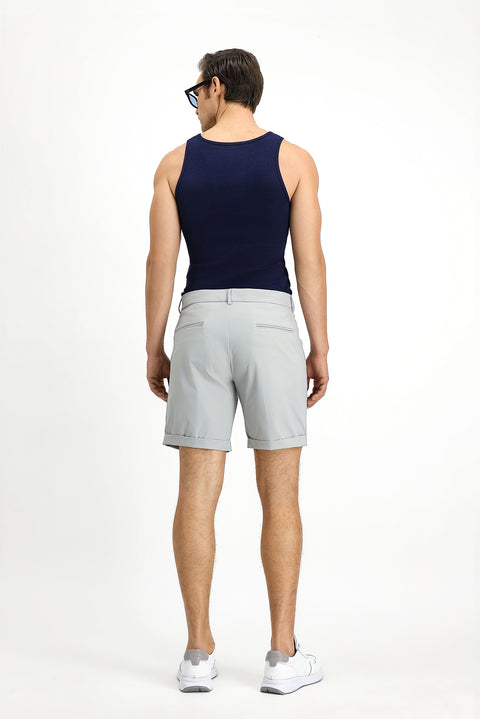 Açık Gri Techno-Line Slim Fit Dar Kesim Likralı Bermuda Şort