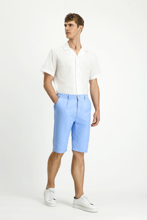 Mavi Relaxed Fit Rahat Kesim Beli Lastikli Pamuklu Bermuda Şort