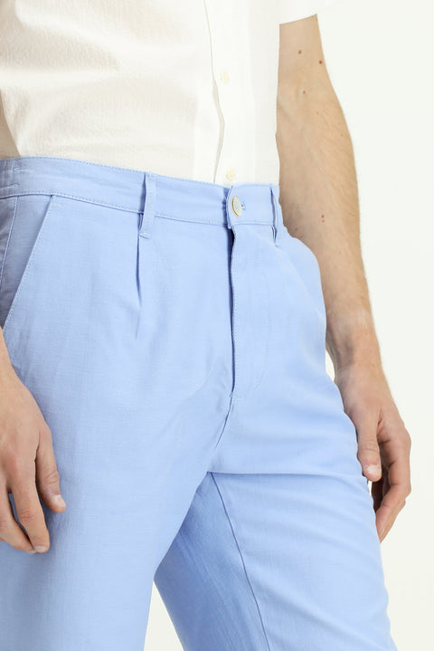 Mavi Relaxed Fit Rahat Kesim Beli Lastikli Pamuklu Bermuda Şort