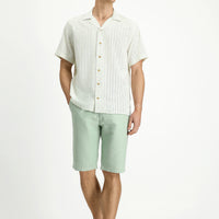 Mint Green Relaxed Fit Elasticated Waist Cotton Bermuda Shorts
