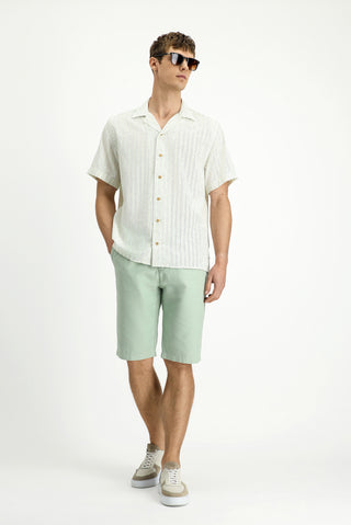  Mint Yeşili 4 Drop Relaxed Fit Rahat Kesim Beli Lastikli Pamuklu Bermuda Şort