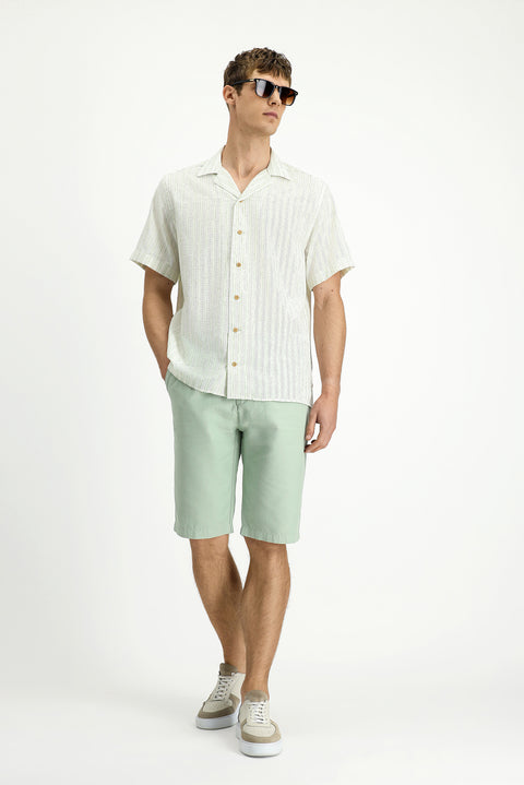 Mint Green Relaxed Fit Elasticated Waist Cotton Bermuda Shorts