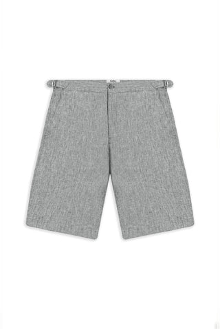  Orta Füme 4 Drop Relaxed Fit Rahat Kesim Tokalı Keten Bermuda Şort