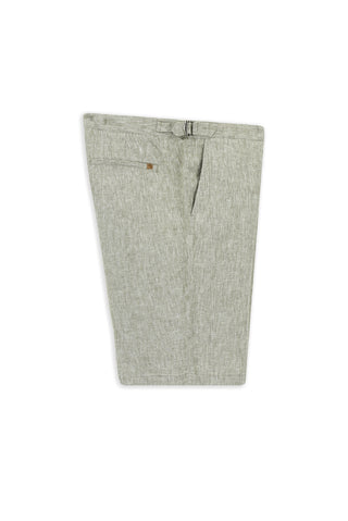  Küf Yeşili 4 Drop Relaxed Fit Rahat Kesim Tokalı Keten Bermuda Şort