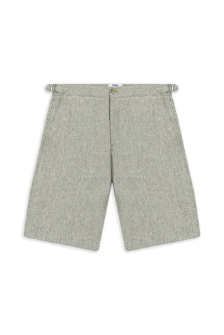  Küf Yeşili 4 Drop Relaxed Fit Rahat Kesim Tokalı Keten Bermuda Şort