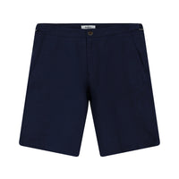 Dark Navy Regular Fit Standard Cut Buckled Linen Bermuda Shorts