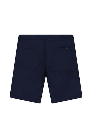  Koyu Lacivert Regular Fit Standart Kesim Tokalı Keten Bermuda Şort