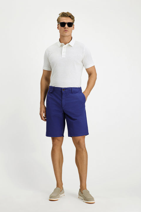 Koyu Lacivert Regular Fit Standart Kesim Pamuklu Bermuda Şort