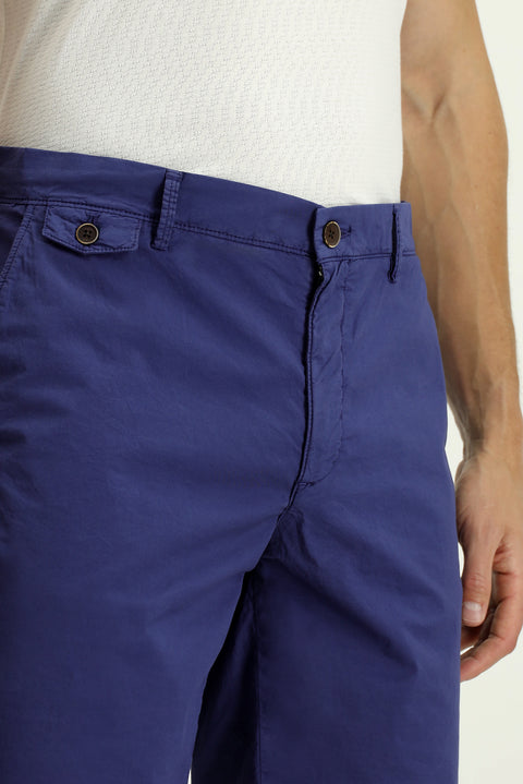 Koyu Lacivert Regular Fit Standart Kesim Pamuklu Bermuda Şort