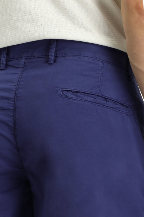 Koyu Lacivert Regular Fit Standart Kesim Pamuklu Bermuda Şort