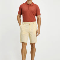 Krem Regular Fit Standart Kesim Pamuklu Bermuda Şort