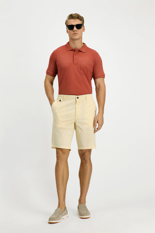  Krem 6 Drop Regular Fit Standart Kesim Pamuklu Bermuda Şort