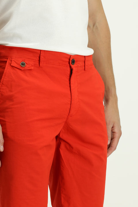 Mercan Kırmızı Regular Fit Standart Kesim Pamuklu Bermuda Şort