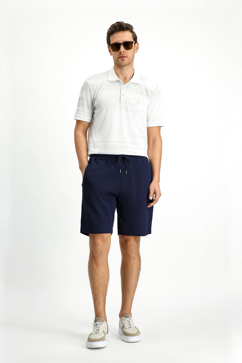 Dark Navy Cotton Sports Sweatshirt Shorts