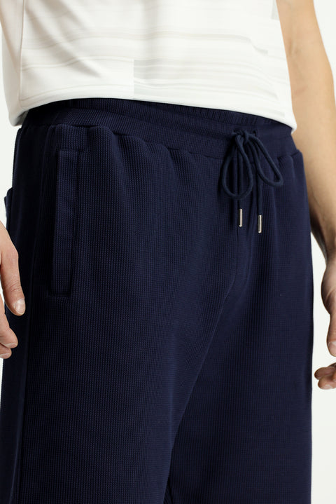 Dark Navy Cotton Sports Sweatshirt Shorts