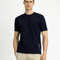 Dark Navy Crew Neck Regular Fit Printed T-shirt