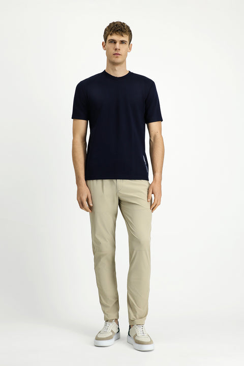Dark Navy Crew Neck Regular Fit Printed T-shirt