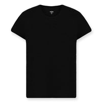 Black Crew Neck Slim Fit Narrow Cut Cotton Corduroy T-Shirt