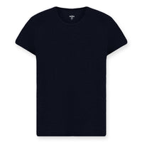 Dark Navy Crew Neck Slim Fit Narrow Cut Cotton Corduroy T-Shirt