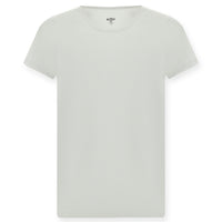 White Crew Neck Slim Fit Narrow Cut Cotton Corduroy T-Shirt
