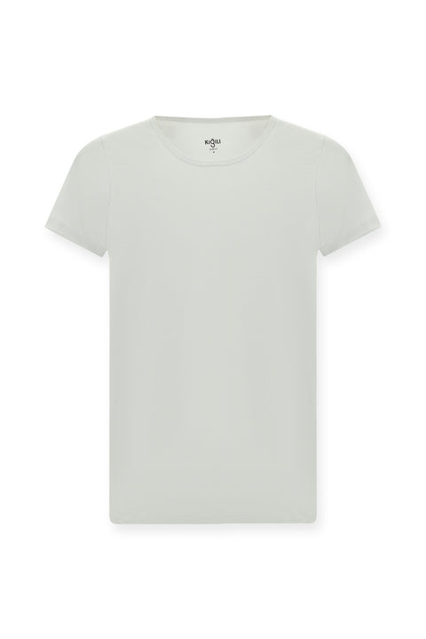 White Crew Neck Slim Fit Narrow Cut Cotton Corduroy T-Shirt