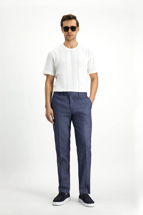 White Crew Neck Regular Fit Patterned Cotton T-shirt