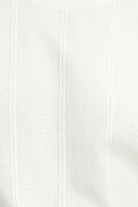 White Crew Neck Regular Fit Patterned Cotton T-shirt