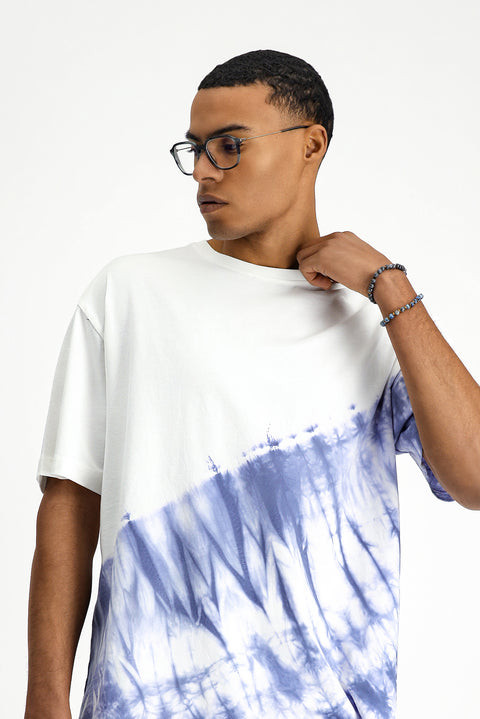 Medium Navy Crew Neck Oversize Cotton Printed T-Shirt