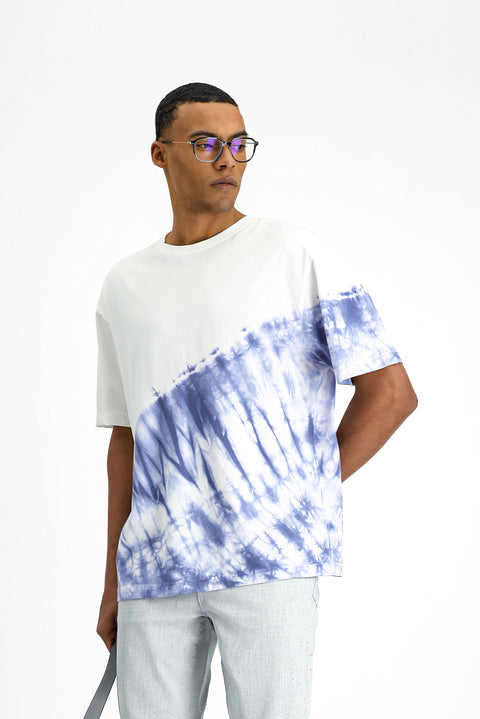 Medium Navy Crew Neck Oversize Cotton Printed T-Shirt