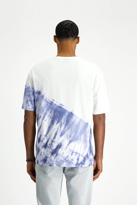 Medium Navy Crew Neck Oversize Cotton Printed T-Shirt