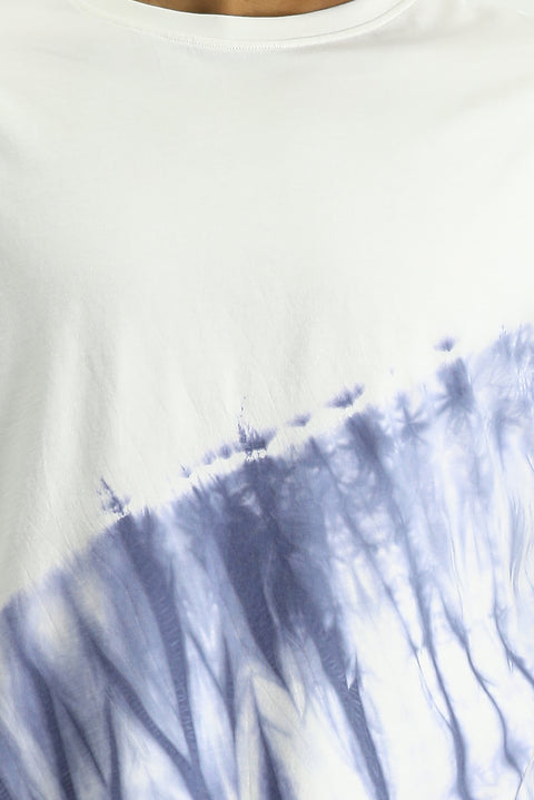 Medium Navy Crew Neck Oversize Cotton Printed T-Shirt