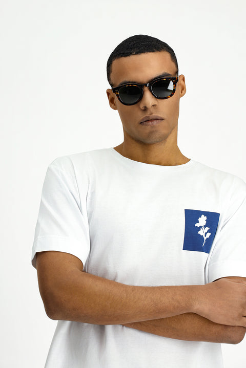 White Crew Neck Oversize Cotton Printed T-Shirt