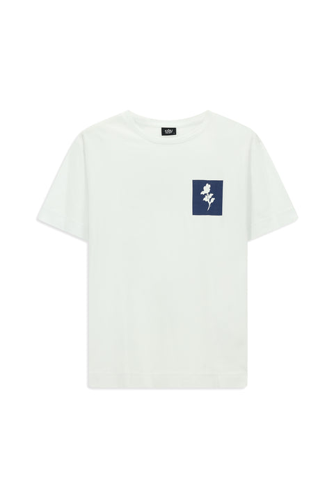 White Crew Neck Oversize Cotton Printed T-Shirt