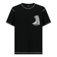 Light Black Crew Neck Oversize Cotton Printed T-Shirt