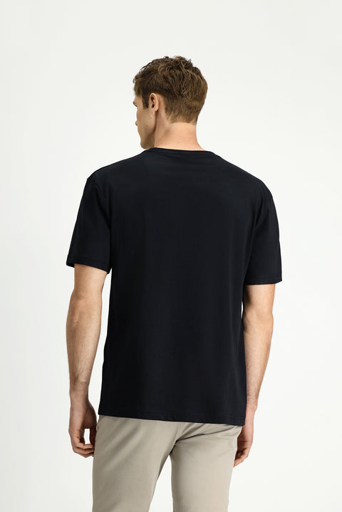 Black Crew Neck Oversize Cotton Printed T-Shirt