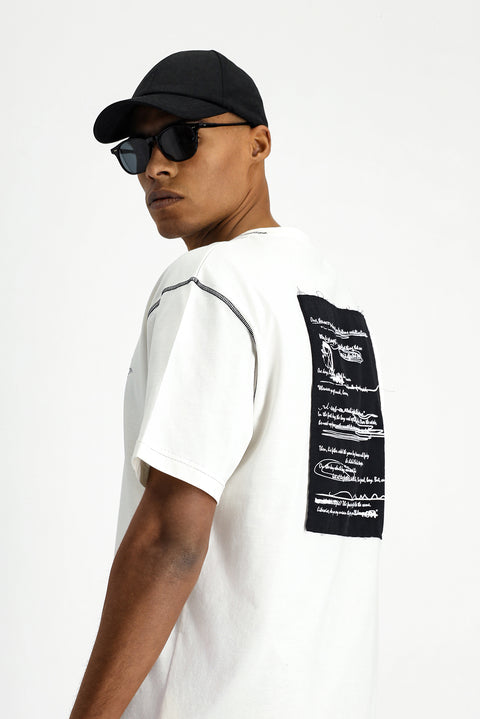 Off-White Crew Neck Oversize Cotton Printed T-Shirt