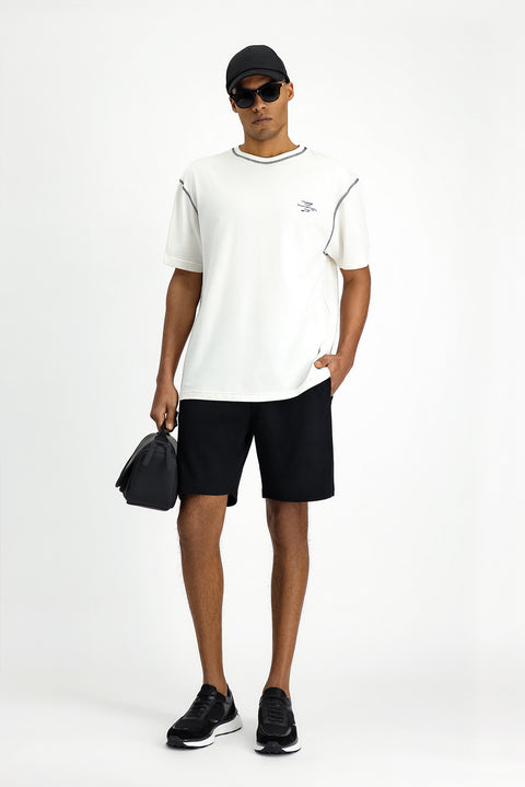 Off-White Crew Neck Oversize Cotton Printed T-Shirt