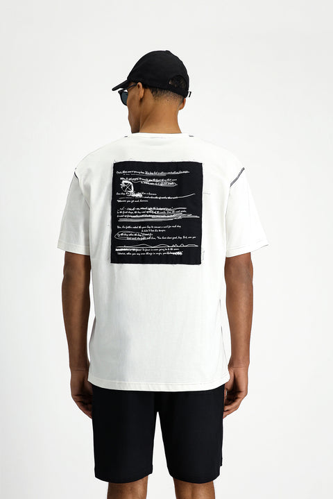 Off-White Crew Neck Oversize Cotton Printed T-Shirt