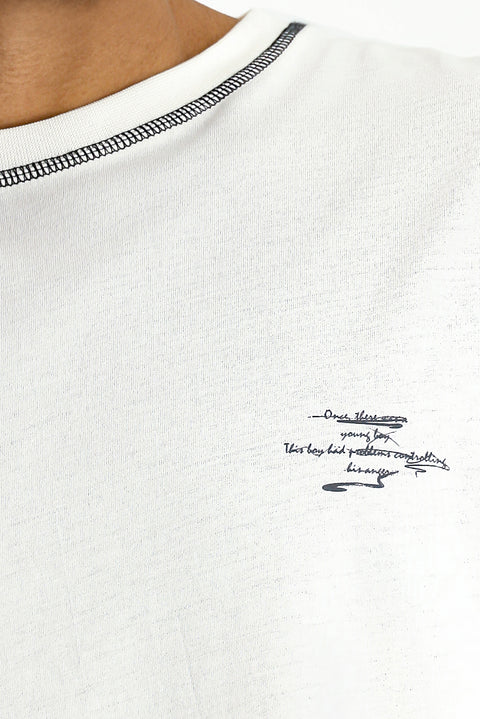 Off-White Crew Neck Oversize Cotton Printed T-Shirt