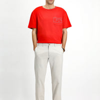 Flag Red Crew Neck Oversize Cotton Printed T-Shirt