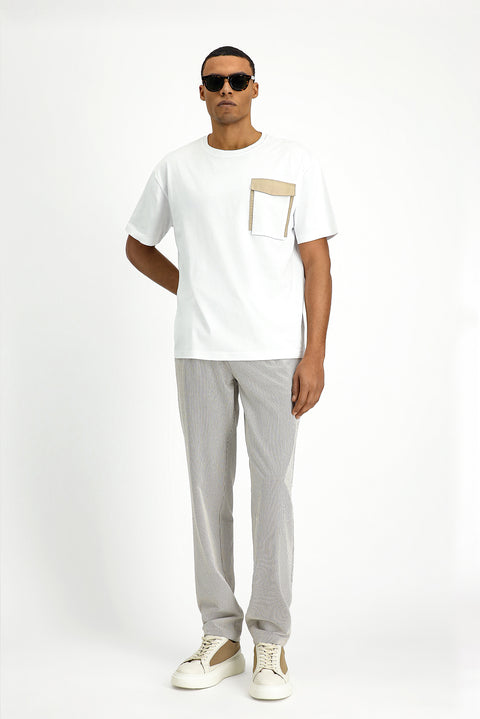 White Crew Neck Regular Fit Cotton T-shirt