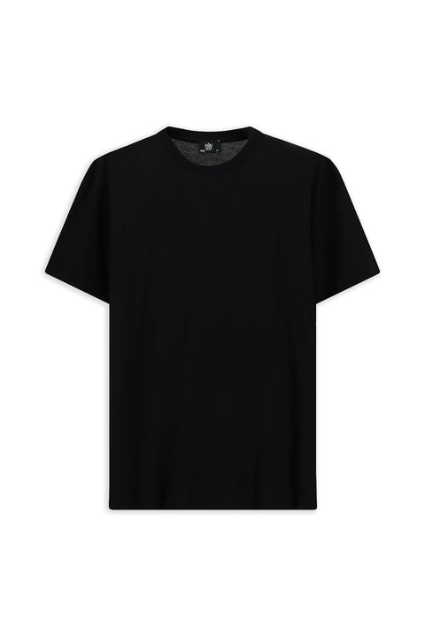 Black Crew Neck Oversize Patterned Modal Blend T-Shirt
