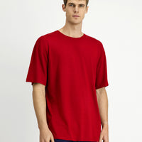 Flag Red Crew Neck Oversize Patterned Modal Blend T-Shirt