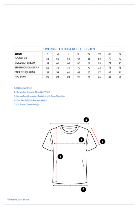 Flag Red Crew Neck Oversize Patterned Modal Blend T-Shirt
